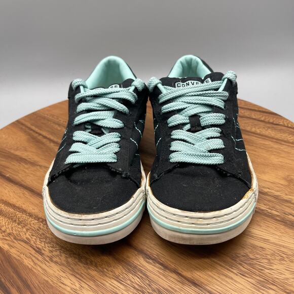 Converse Chuck Taylor All Star CTAS Shoes Womens 7.5 Black Peace Signs Casual - Picture 2 of 8